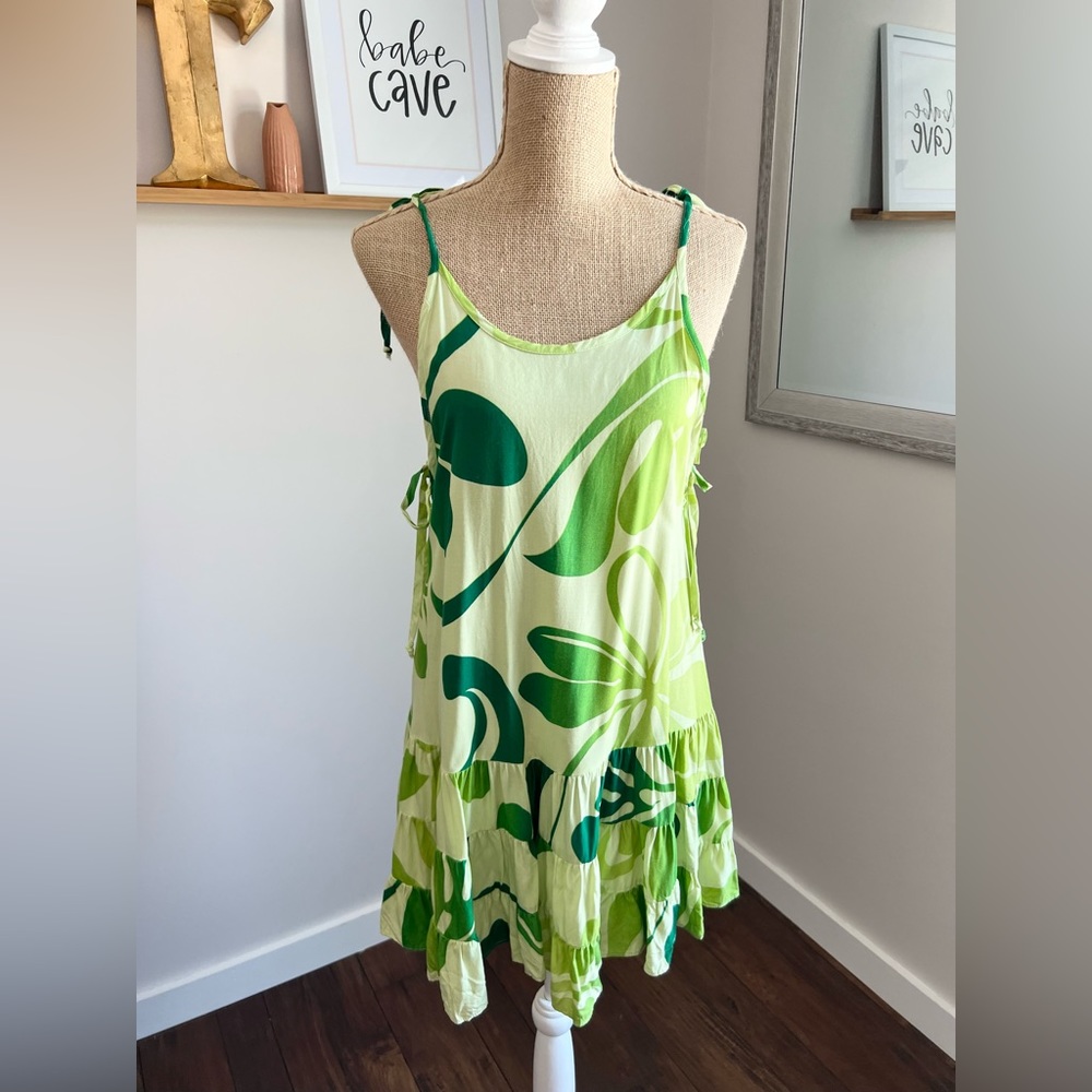 Hawaiian Print Green Floral Print Coverup